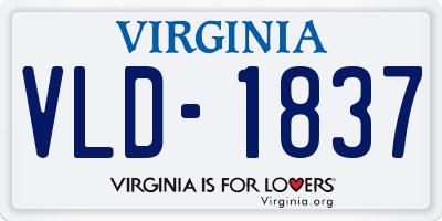 VA license plate VLD1837