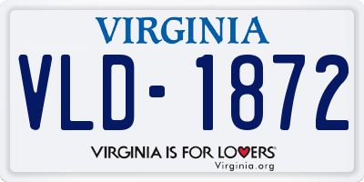 VA license plate VLD1872