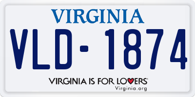 VA license plate VLD1874