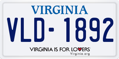 VA license plate VLD1892