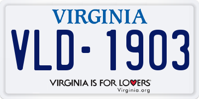 VA license plate VLD1903
