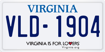 VA license plate VLD1904