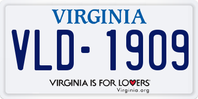 VA license plate VLD1909