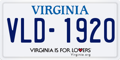 VA license plate VLD1920