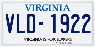 VA license plate VLD1922