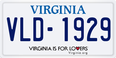 VA license plate VLD1929