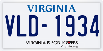 VA license plate VLD1934