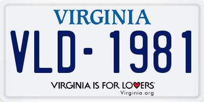 VA license plate VLD1981