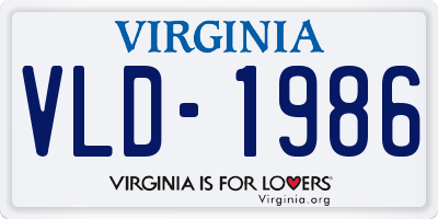 VA license plate VLD1986