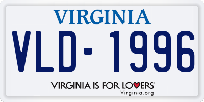 VA license plate VLD1996