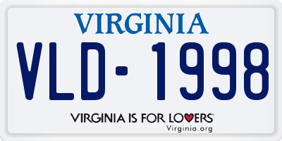 VA license plate VLD1998