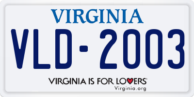 VA license plate VLD2003