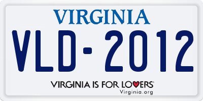 VA license plate VLD2012