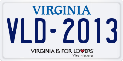 VA license plate VLD2013