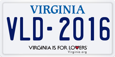 VA license plate VLD2016