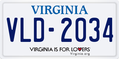 VA license plate VLD2034