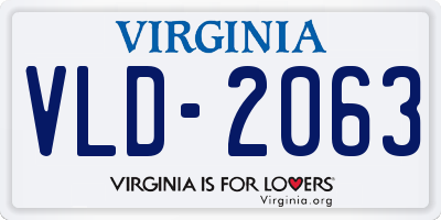 VA license plate VLD2063