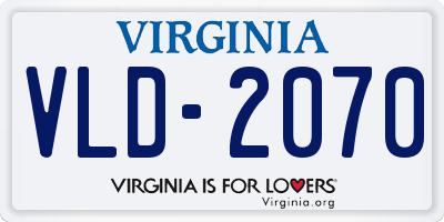 VA license plate VLD2070
