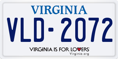 VA license plate VLD2072