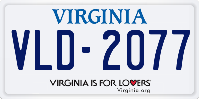 VA license plate VLD2077
