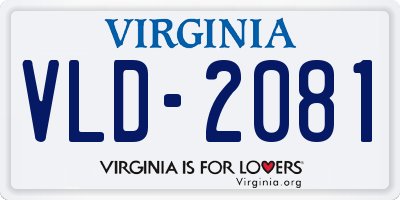VA license plate VLD2081
