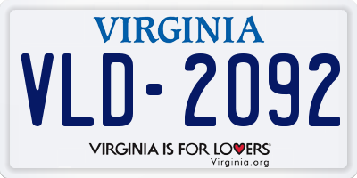 VA license plate VLD2092