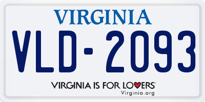 VA license plate VLD2093