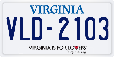 VA license plate VLD2103