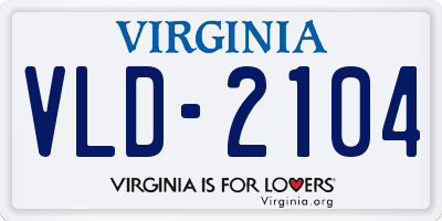 VA license plate VLD2104