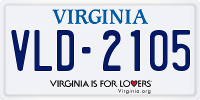 VA license plate VLD2105