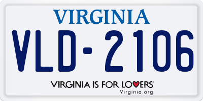 VA license plate VLD2106