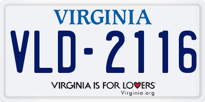 VA license plate VLD2116