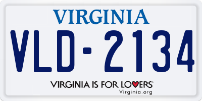 VA license plate VLD2134