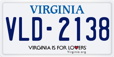 VA license plate VLD2138
