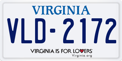 VA license plate VLD2172