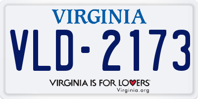 VA license plate VLD2173