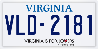 VA license plate VLD2181