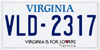 VA license plate VLD2317