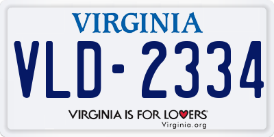 VA license plate VLD2334