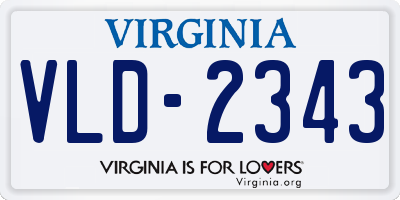 VA license plate VLD2343