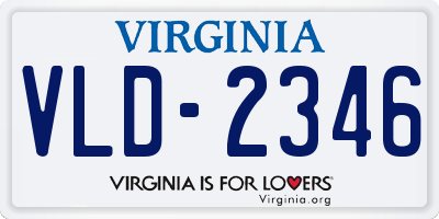 VA license plate VLD2346