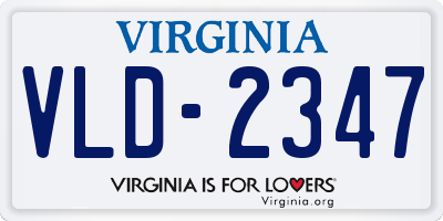 VA license plate VLD2347