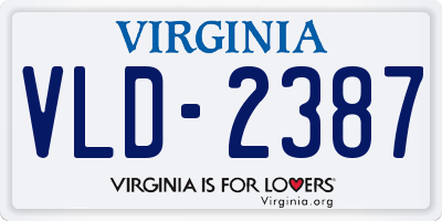 VA license plate VLD2387