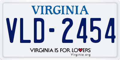 VA license plate VLD2454