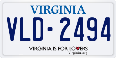 VA license plate VLD2494