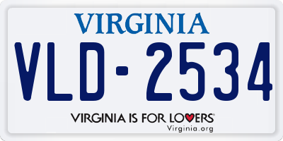 VA license plate VLD2534