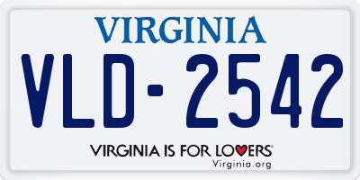 VA license plate VLD2542
