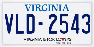 VA license plate VLD2543