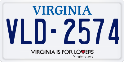 VA license plate VLD2574
