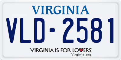 VA license plate VLD2581